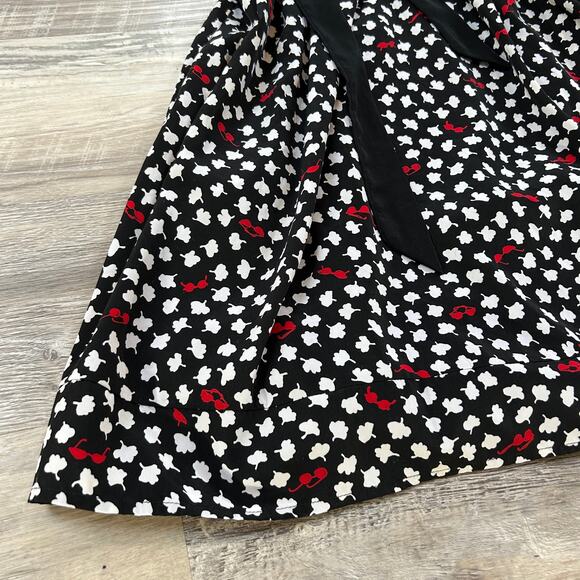 Maeve Dress Black Cherry Leaf Print Button Front Fit & Flare Sz S - Picture 4 of 9